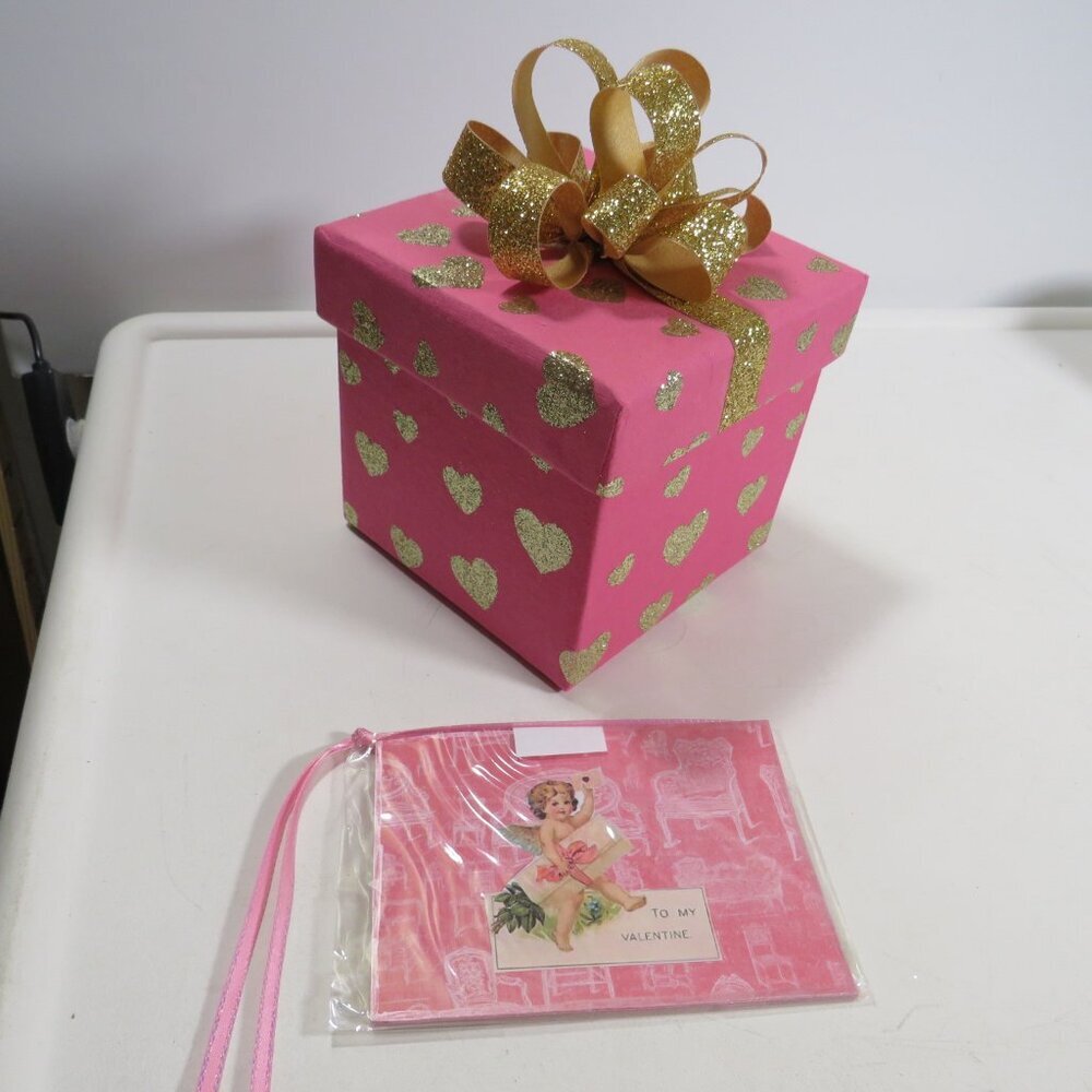 Warm Pink with Gold Hearts High Quality Gift or storage Box
